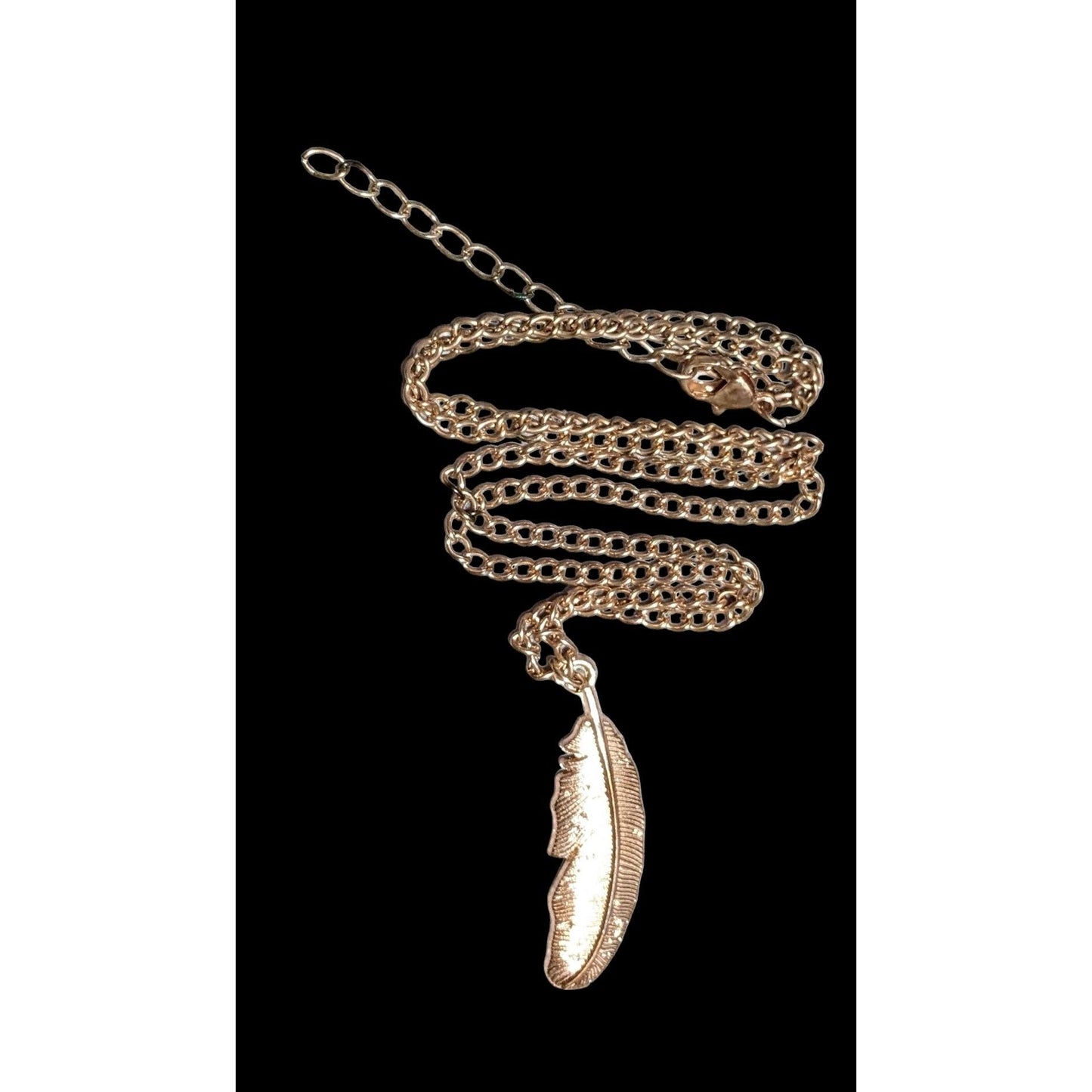 Rose Gold Boho Feather Pendant  Necklace