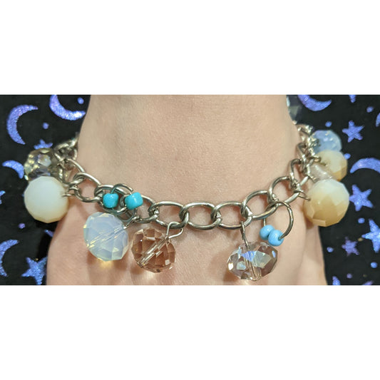 Faceted Glass Charm Pastel Chain Bracelet