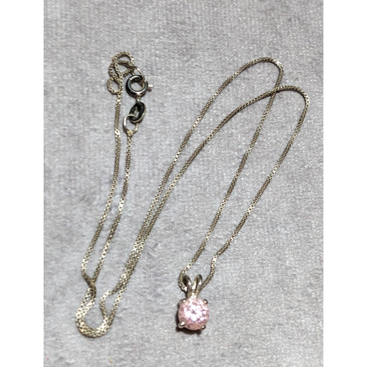 Sterling Pink Cubic Zirconia Pendant Necklace