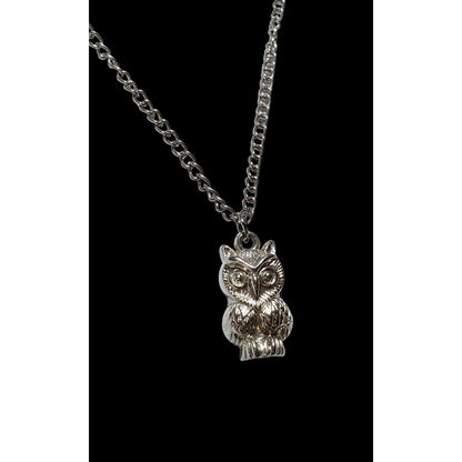 Silver Puffed Owl Necklace