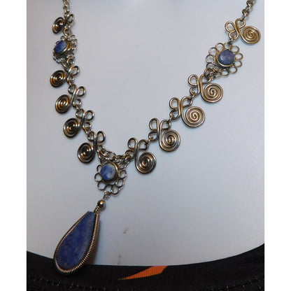 Handmade Wire Wrap Blue Jasper Necklace
