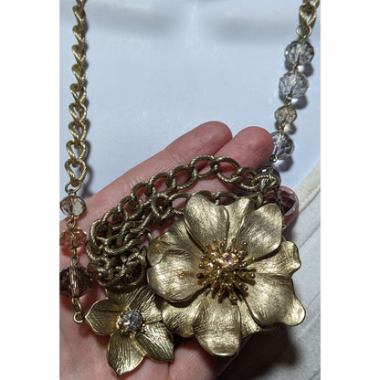 Vintage Glam Gold Floral Statement Necklace