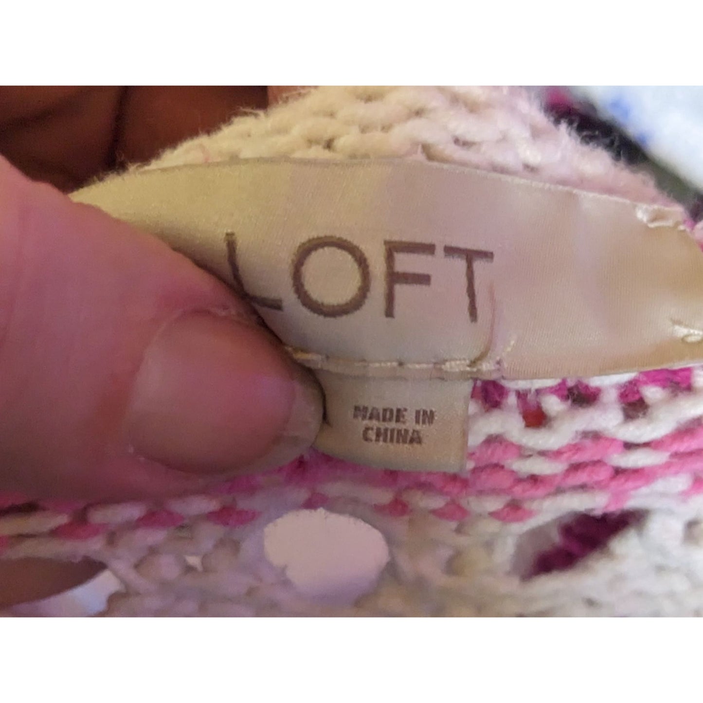 Loft Grandmacore Pink And White Striped Knit Sweater