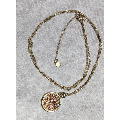 Gold And Pink Druzy Pendant Necklace