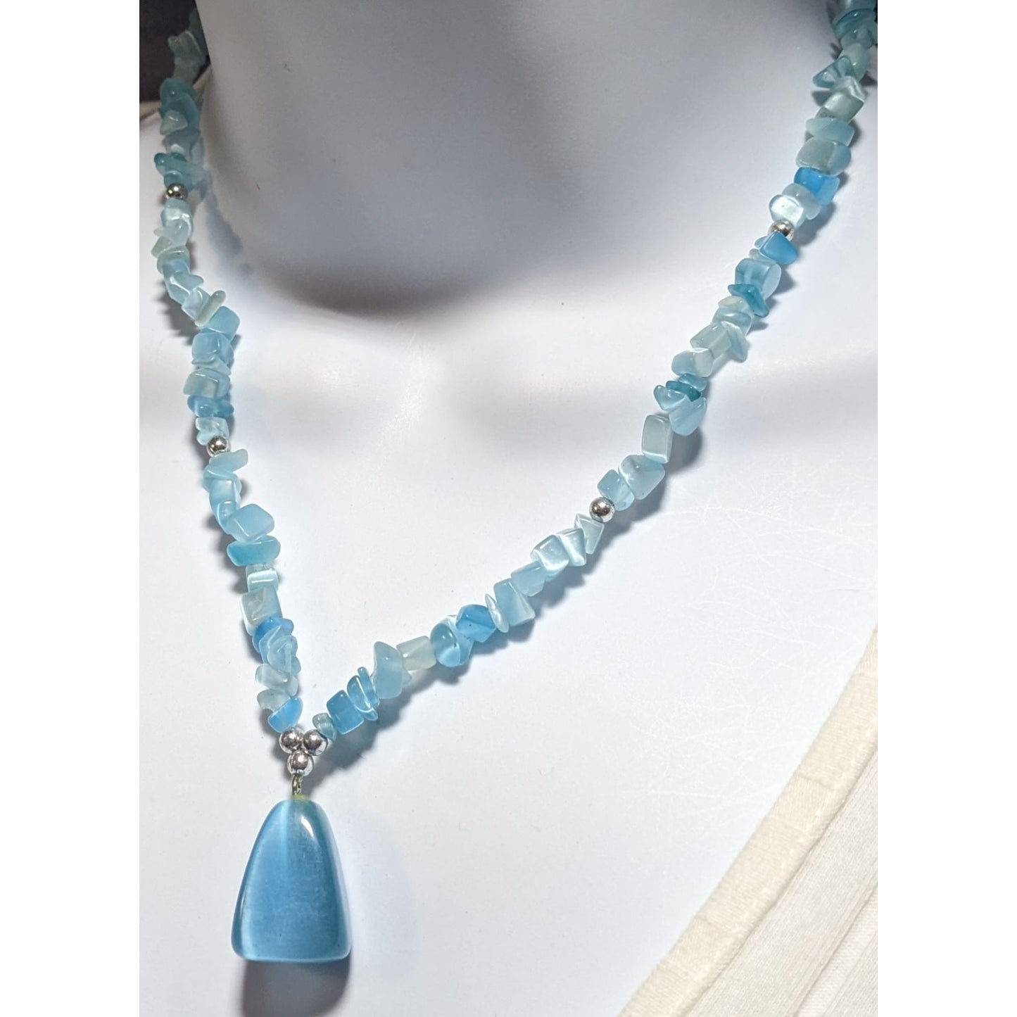 Blue Cat Eye Beaded Necklace