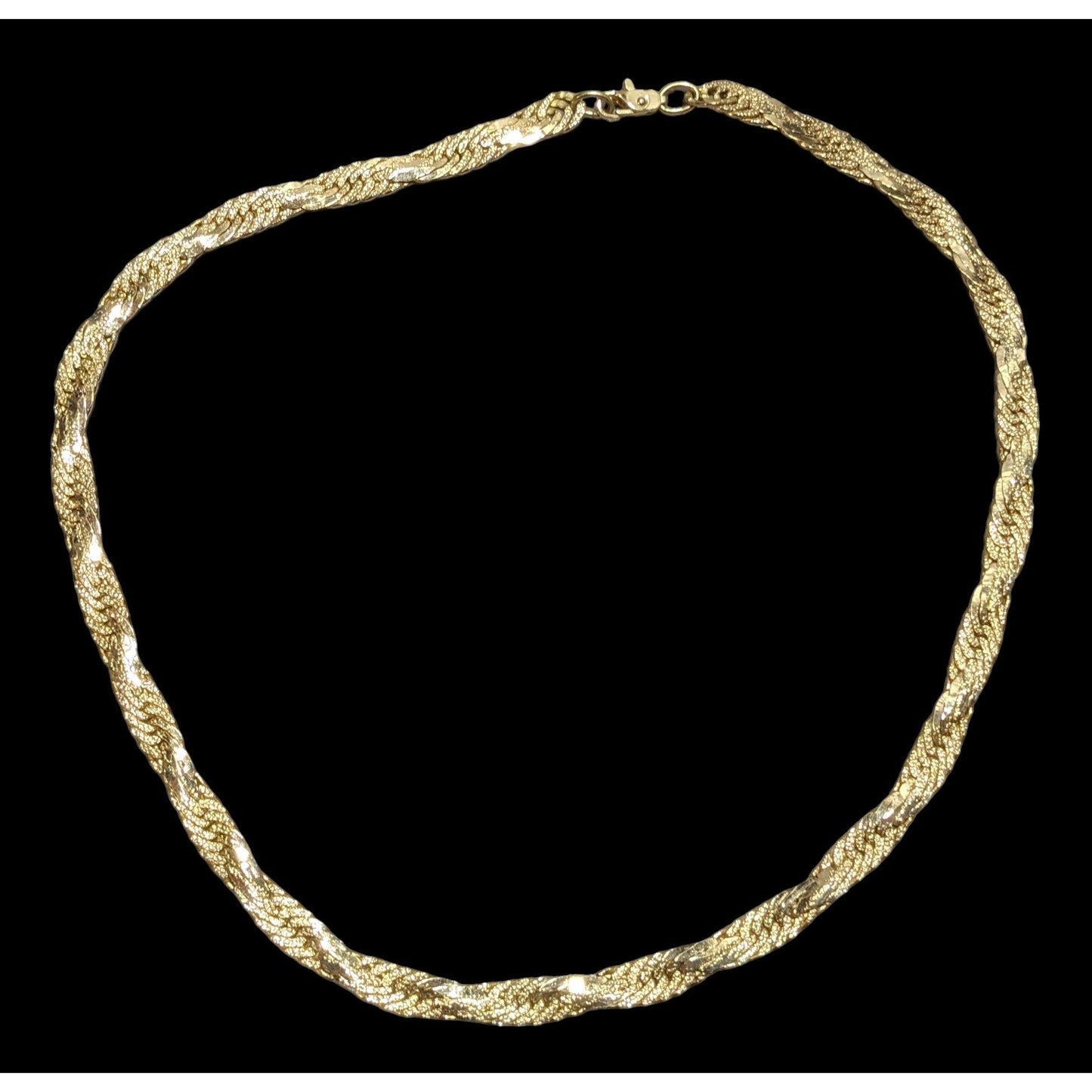 Vintage Bright Gold Flattened Rope Chain