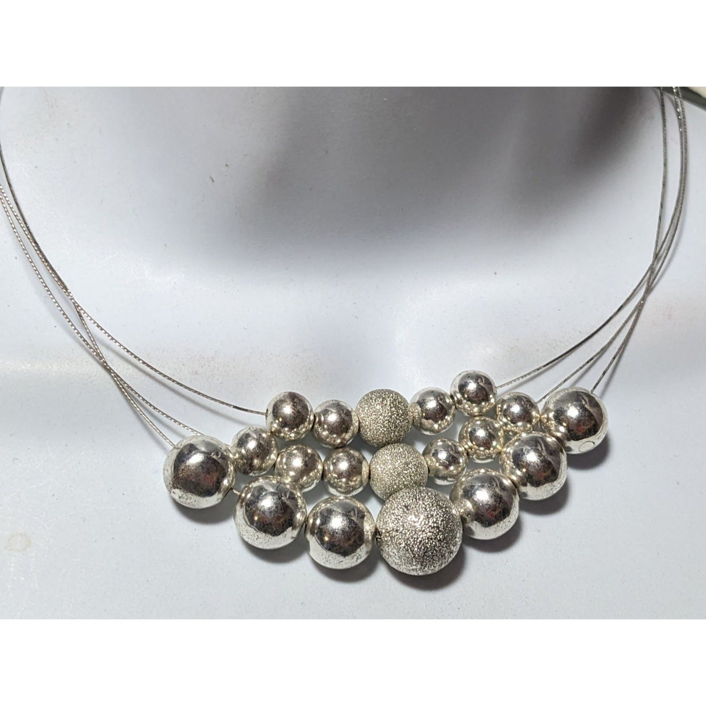 Elegant Multilayer Silver Beaded Necklace