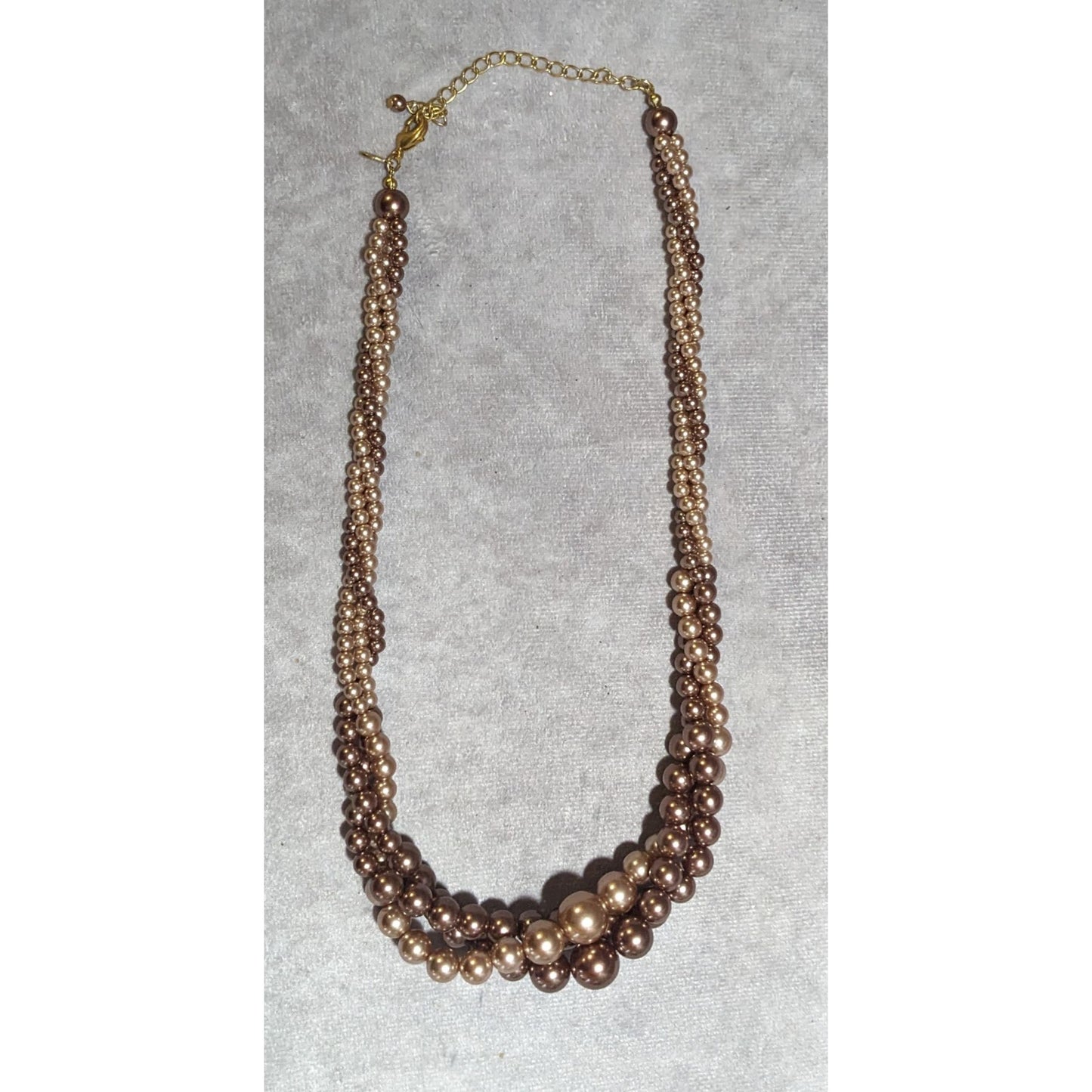 Roman Brown And Tan Twist Pearl Beaded Necklace