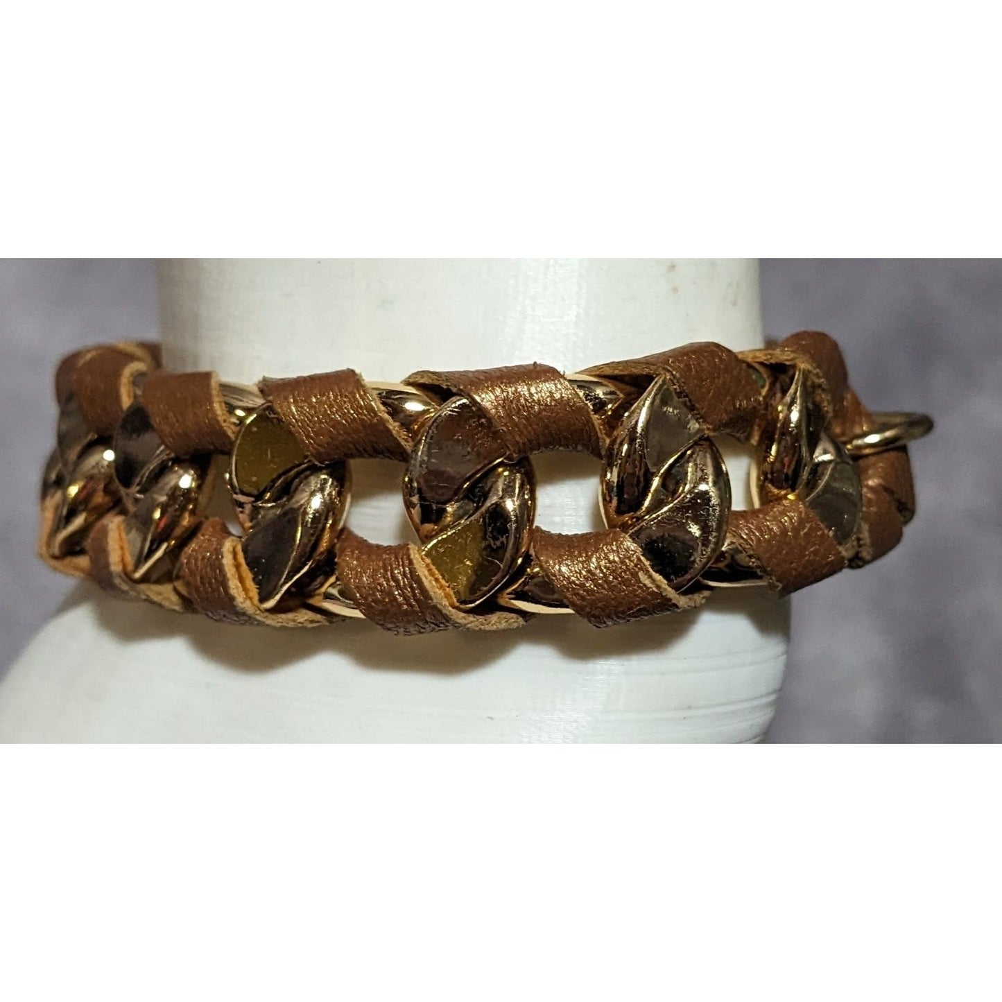Skinny By Jessica Elliot Gold Leather Chain Bracelet
