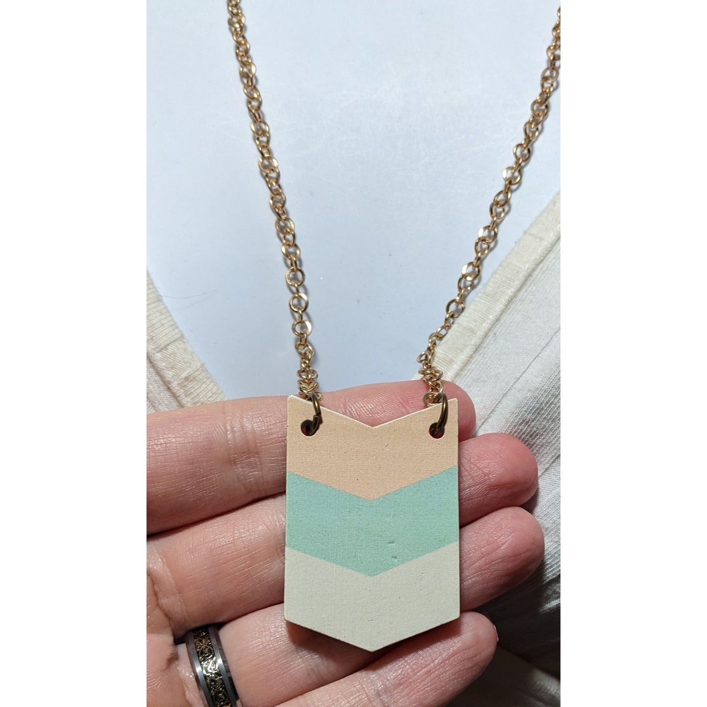 Striped Pastel Chevron Necklace