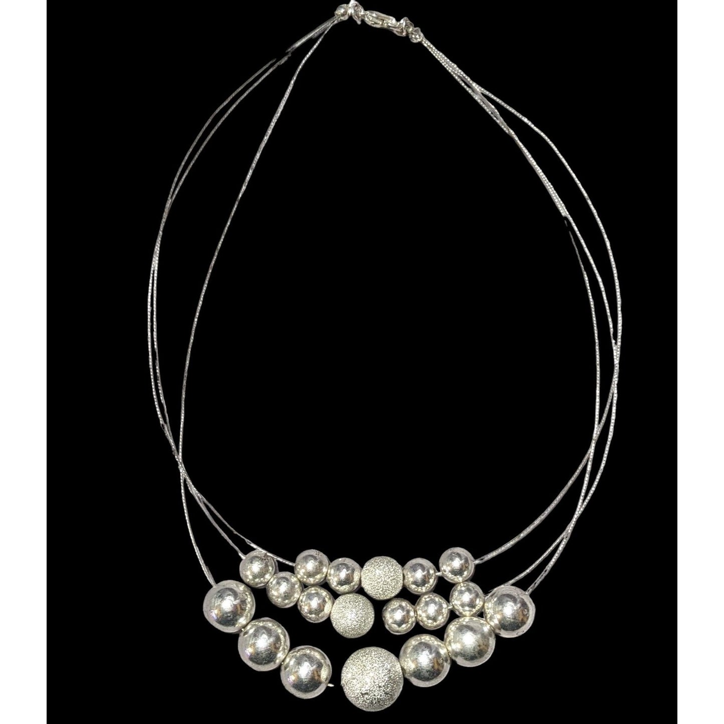 Elegant Multilayer Silver Beaded Necklace