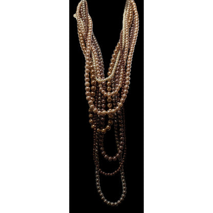 Gold Brown Glam Pearl Necklace