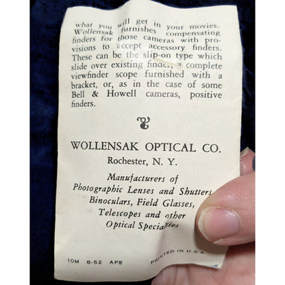 Vintage Wollensak Cine Raptar 9mm f2.5 Wide Angle Lens
