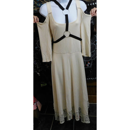 Hot Topic Ivory O-Ring Harness Cold Shoulder Dress NWT