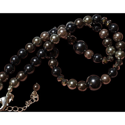 Roman Metallic Faux Pearl Beaded Necklace