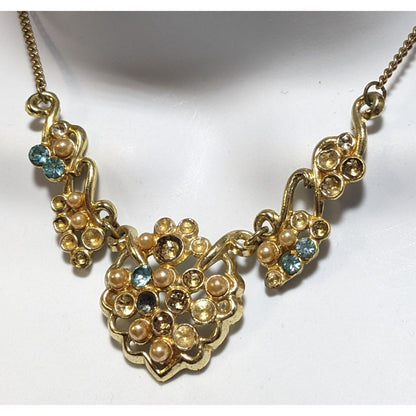 Vintage Rhinestone Pearl Necklace