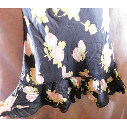 The Limited Black And Pink Flower Ruffle Skirt