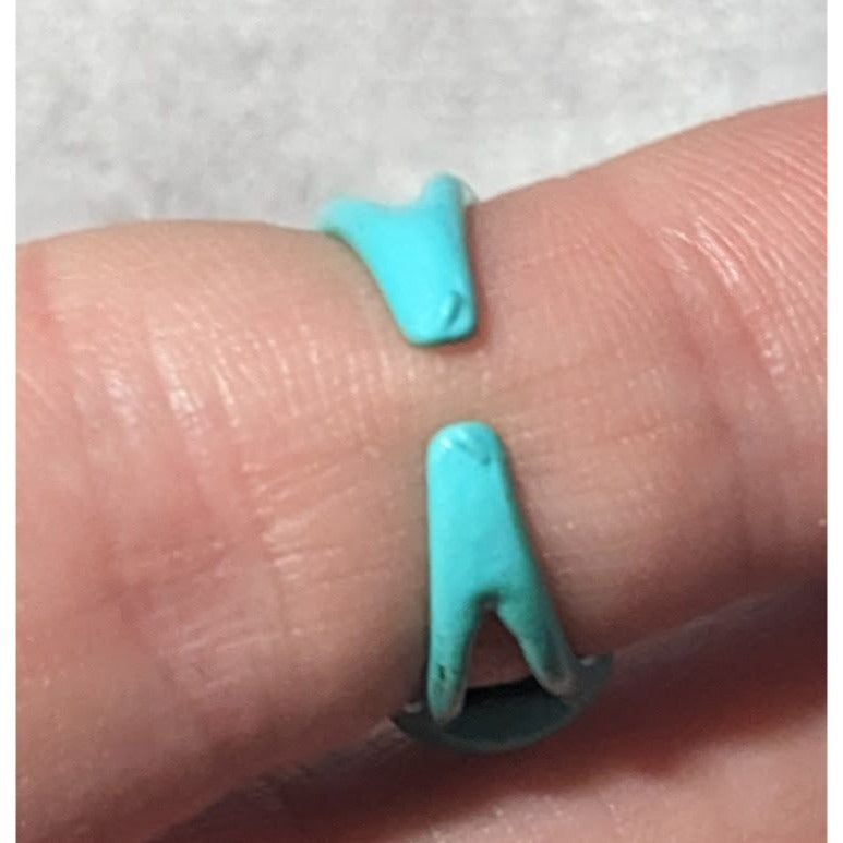 Mermaidcore Blue Scalloped Metal Enamel Coated Ring Size 5