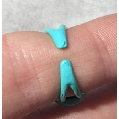 Mermaidcore Blue Scalloped Metal Enamel Coated Ring Size 5