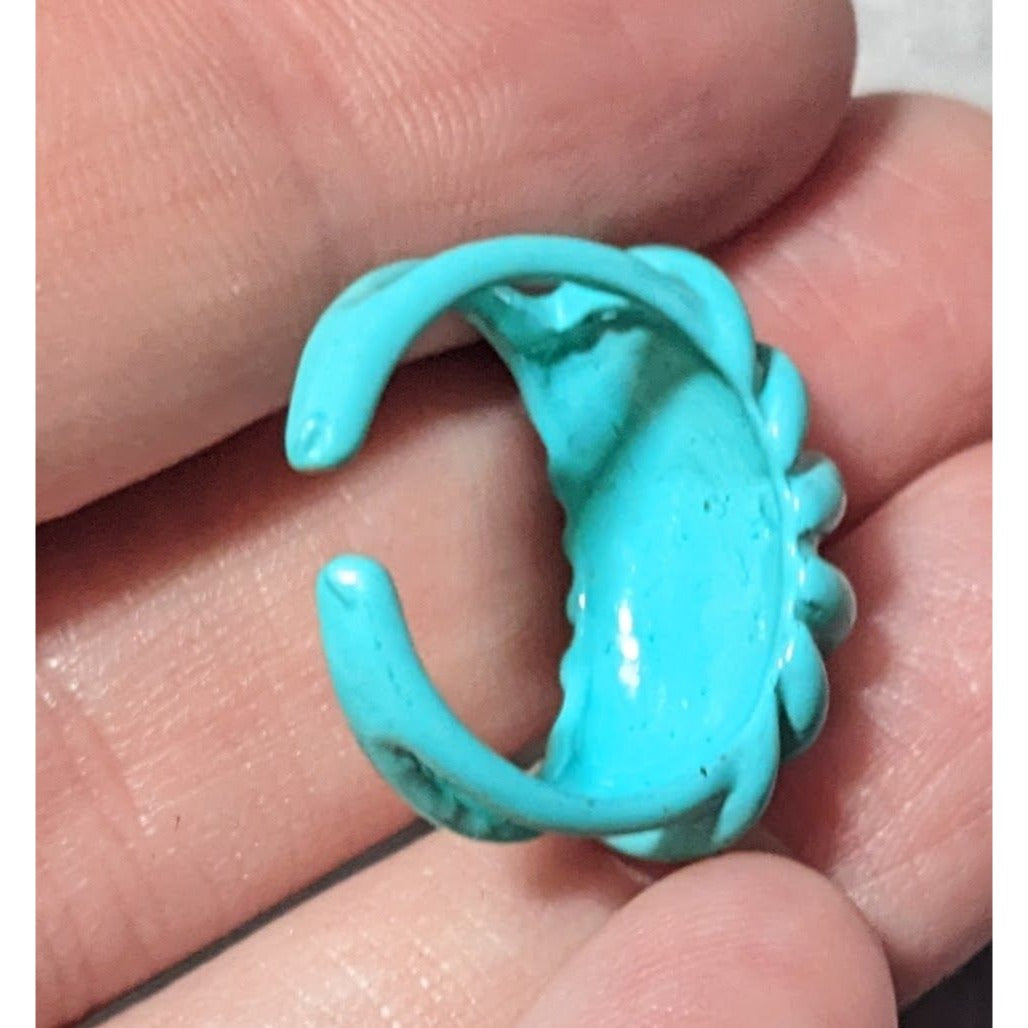 Mermaidcore Blue Scalloped Metal Enamel Coated Ring Size 5