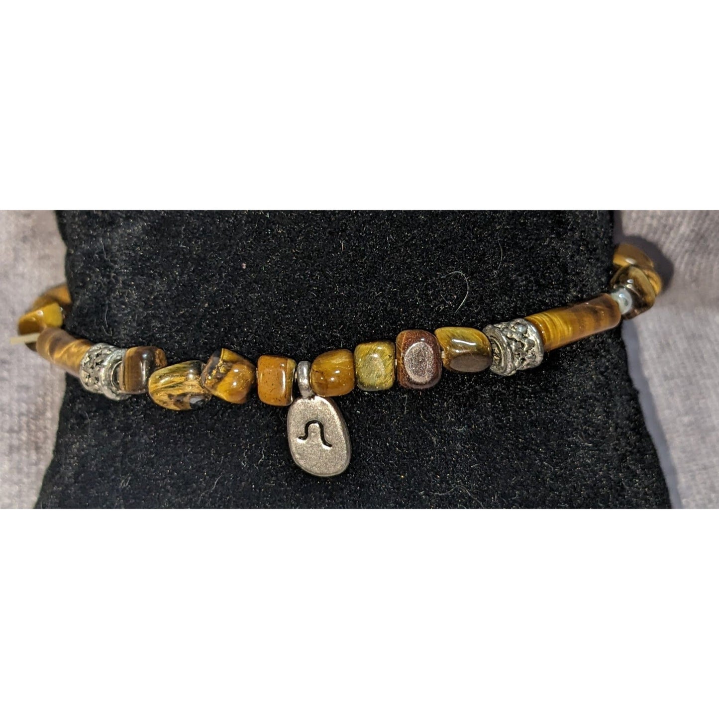 Boho Leo Tiger Eye Gemstone Zodiac Charm Stretch Bracelet Earthy Astrology Jewelry