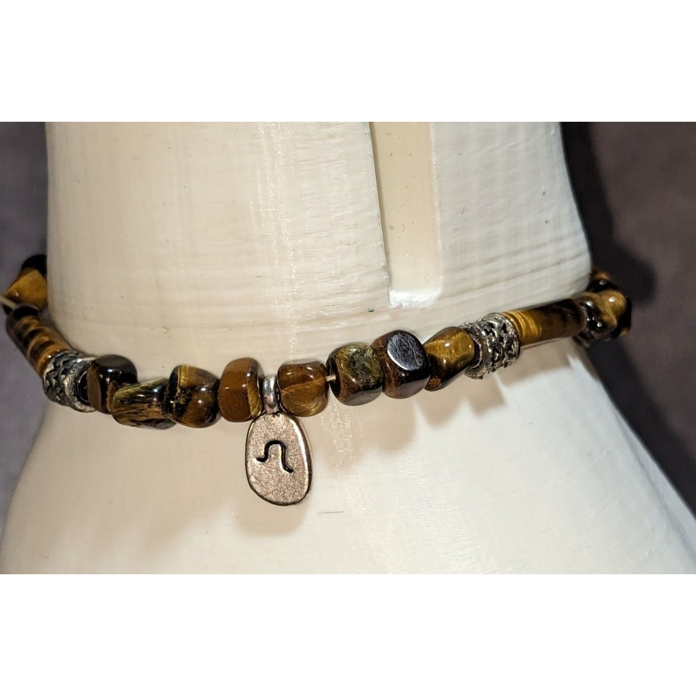 Boho Leo Tiger Eye Gemstone Zodiac Charm Stretch Bracelet Earthy Astrology Jewelry