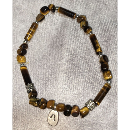 Boho Leo Tiger Eye Gemstone Zodiac Charm Stretch Bracelet Earthy Astrology Jewelry
