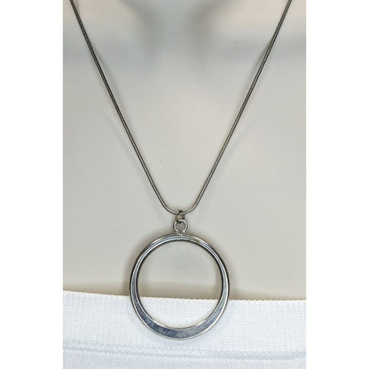 Minimalist Silver Open Circle Pendant Necklace Snake Chain Modern Geometric