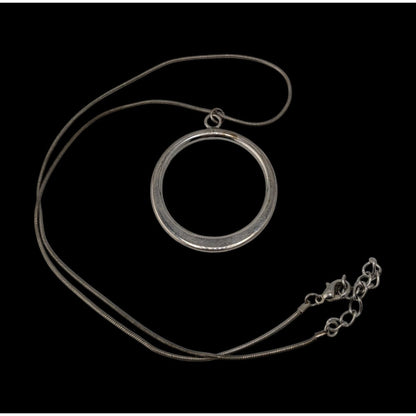 Minimalist Silver Open Circle Pendant Necklace Snake Chain Modern Geometric