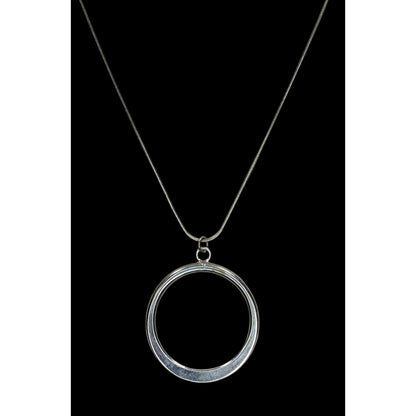 Minimalist Silver Open Circle Pendant Necklace Snake Chain Modern Geometric
