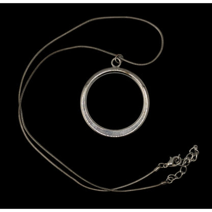 Minimalist Silver Open Circle Pendant Necklace Snake Chain Modern Geometric