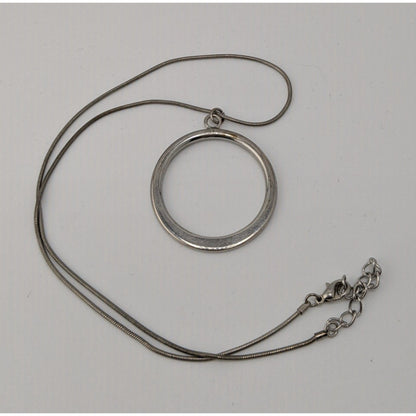 Minimalist Silver Open Circle Pendant Necklace Snake Chain Modern Geometric