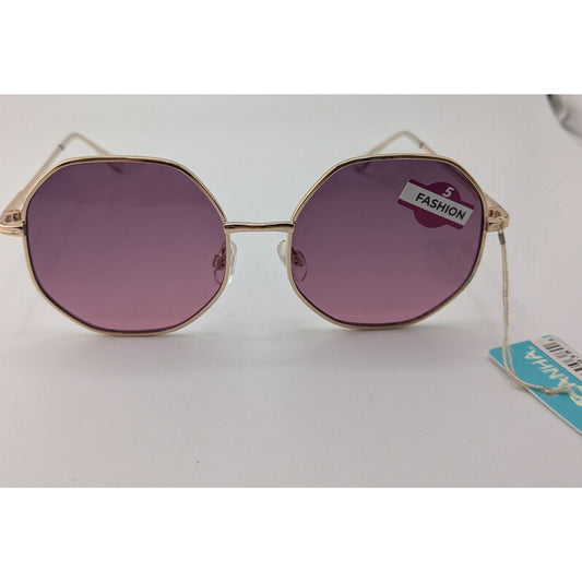 Piranha Octagonal Sunglasses NWT Purple Gold Retro Geometric Shades