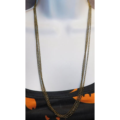 Casual Classic Antiqued Silver Tone Triple Chain Necklace