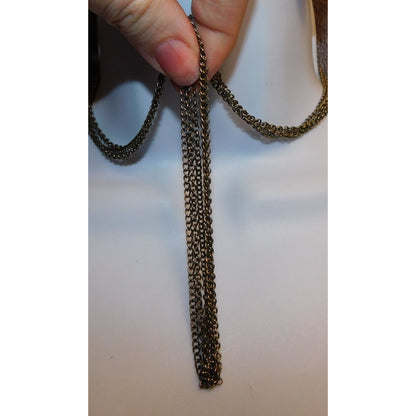 Casual Classic Antiqued Silver Tone Triple Chain Necklace