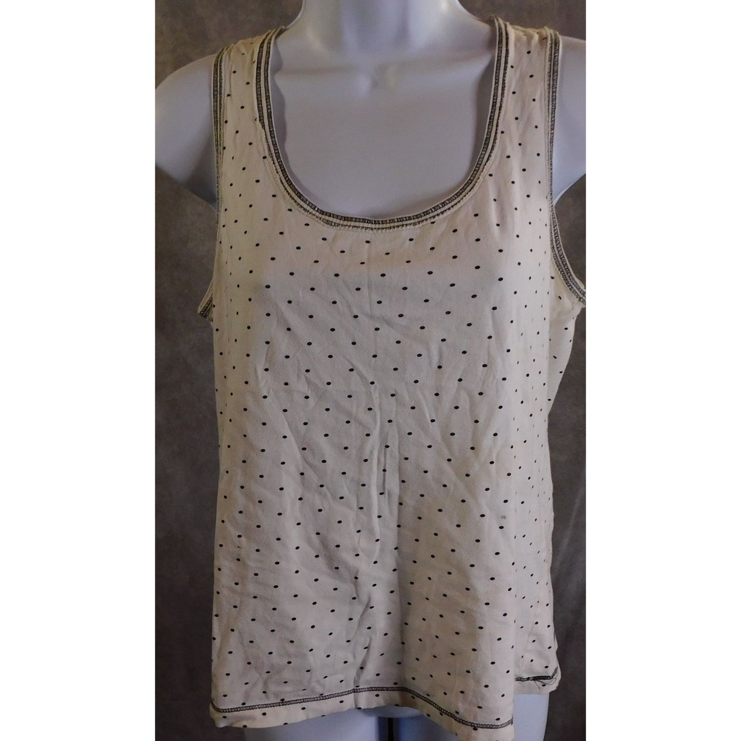H&M Casual White Tank Top With Black Spots