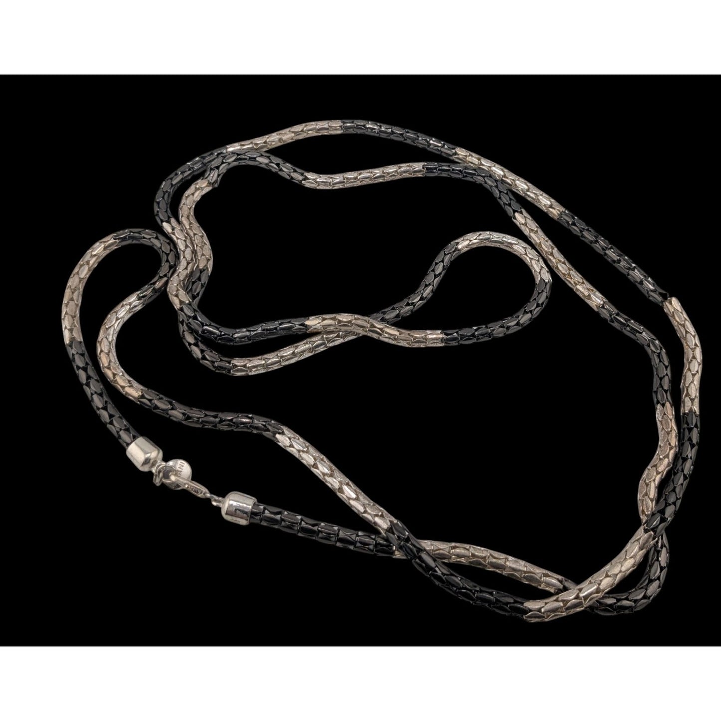 Alfani Modern Tube Chain NecklaceBlack & Silver-Tones