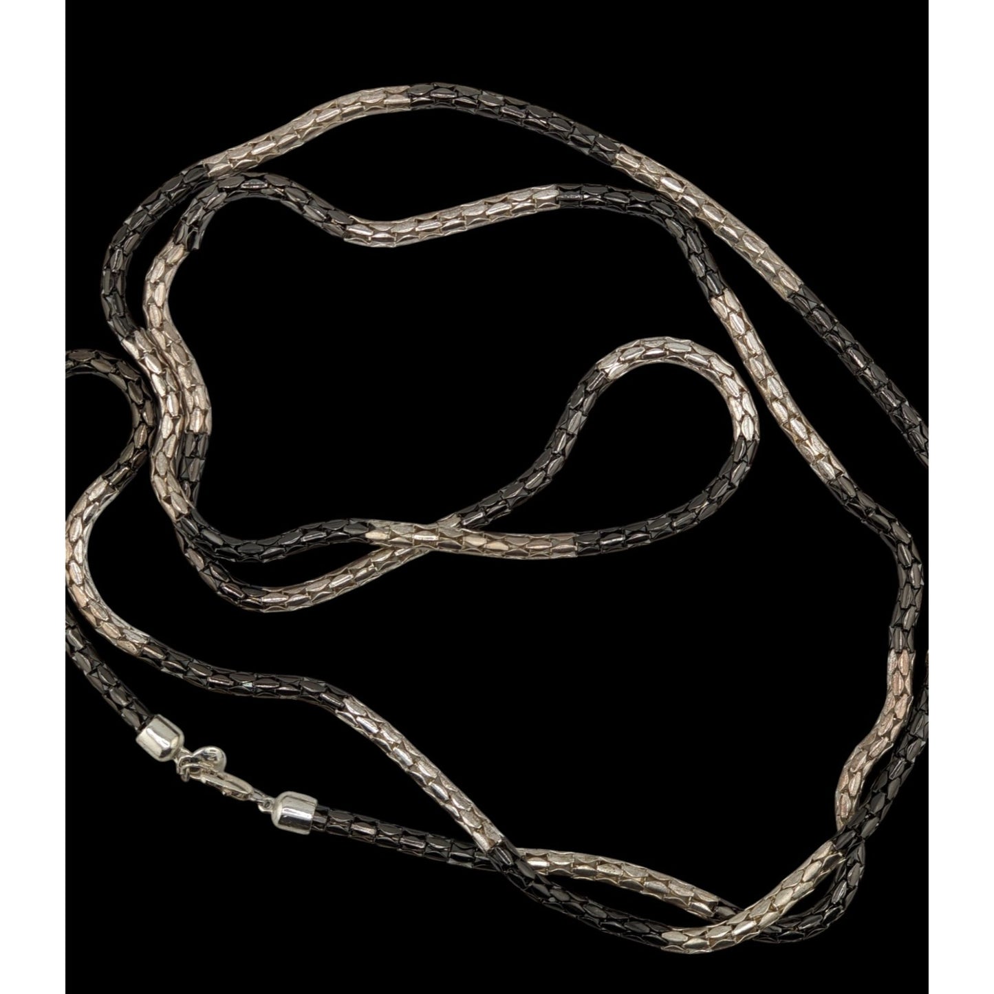 Alfani Modern Tube Chain NecklaceBlack & Silver-Tones