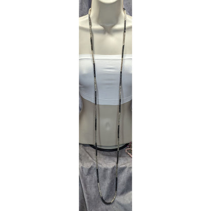 Alfani Modern Tube Chain NecklaceBlack & Silver-Tones