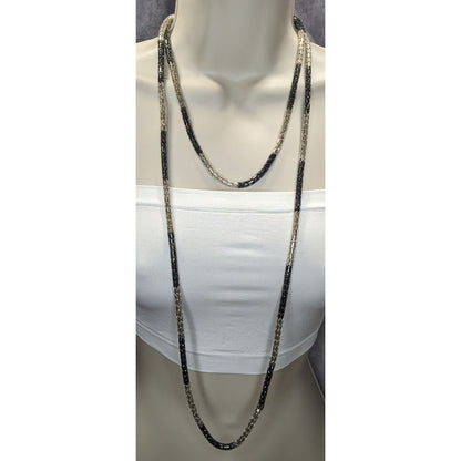 Alfani Modern Tube Chain NecklaceBlack & Silver-Tones