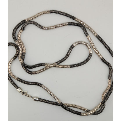 Alfani Modern Tube Chain NecklaceBlack & Silver-Tones