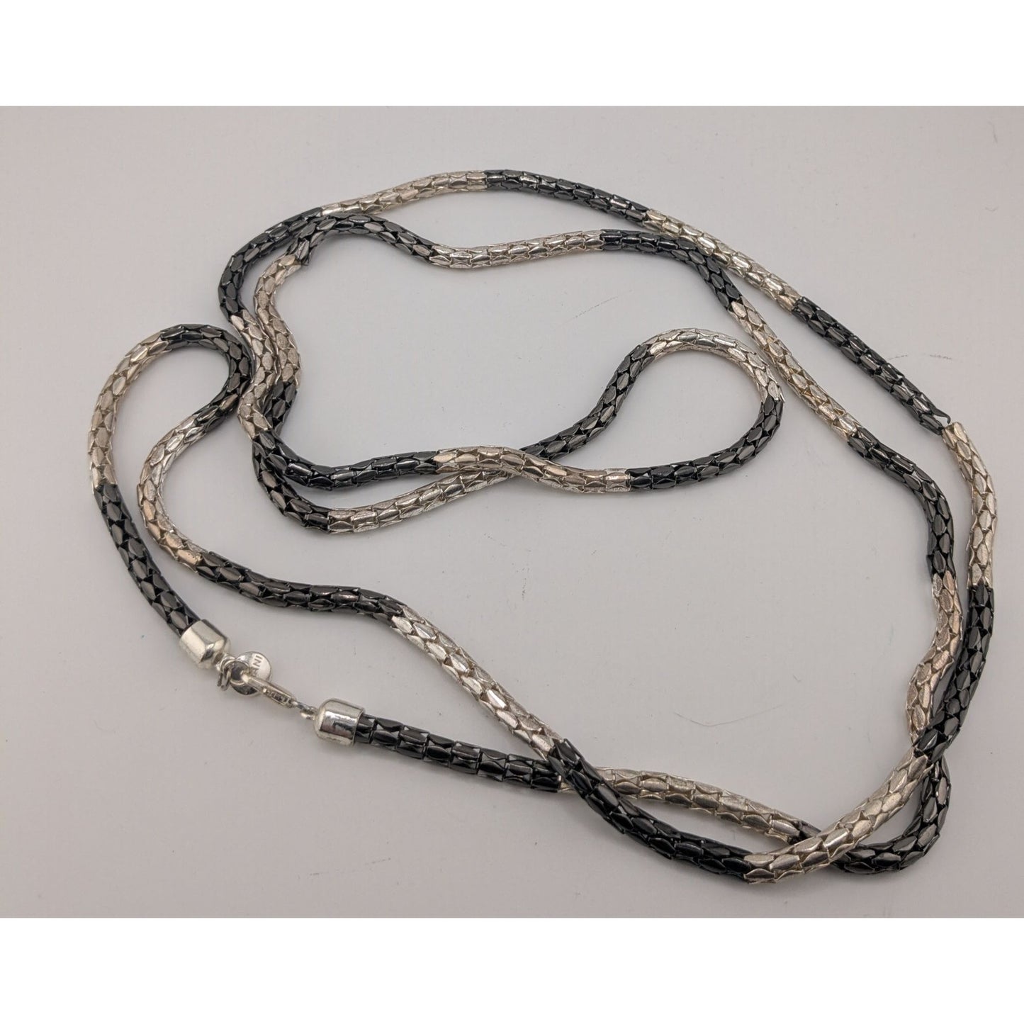 Alfani Modern Tube Chain NecklaceBlack & Silver-Tones