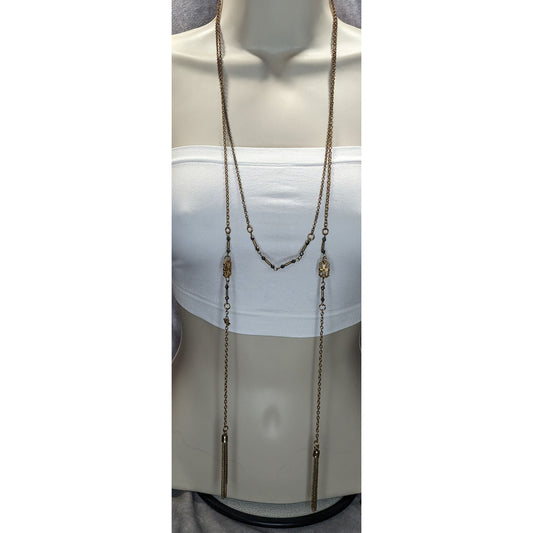 Bohemian Copper Tone Chain Tassel Necklace Design