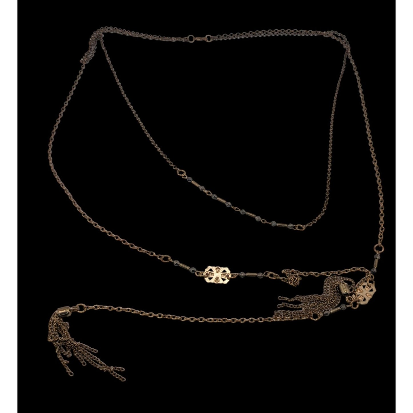 Bohemian Copper Tone Chain Tassel Necklace Design