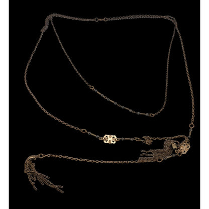 Bohemian Copper Tone Chain Tassel Necklace Design