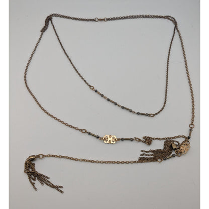 Bohemian Copper Tone Chain Tassel Necklace Design