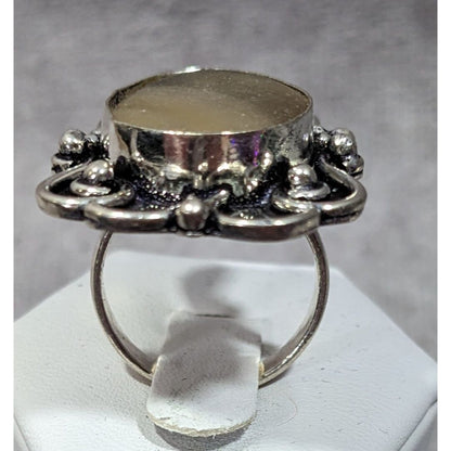 Victorian Style Rutilated Quartz Sterling Silver Statement Ring Size 7