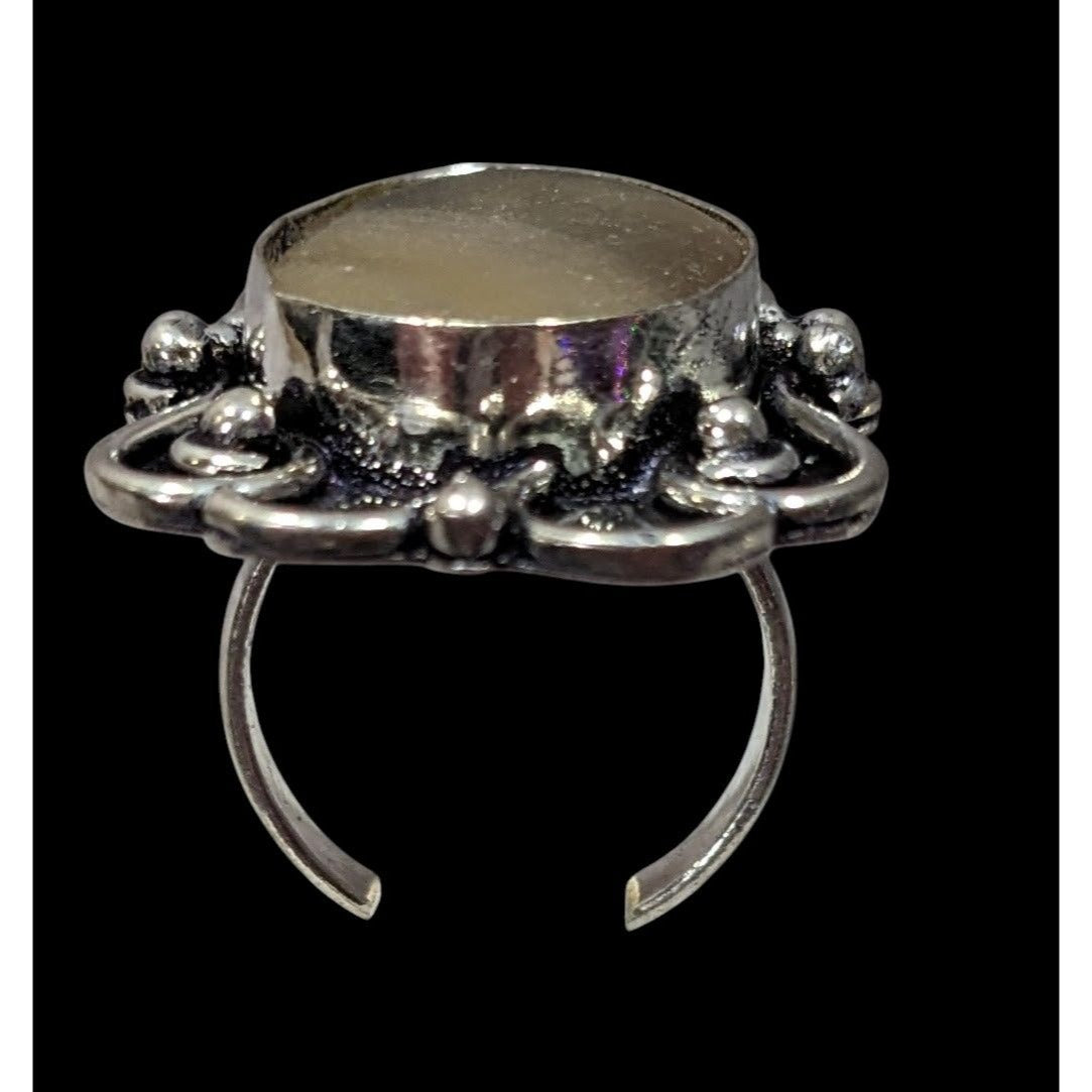 Victorian Style Rutilated Quartz Sterling Silver Statement Ring Size 7