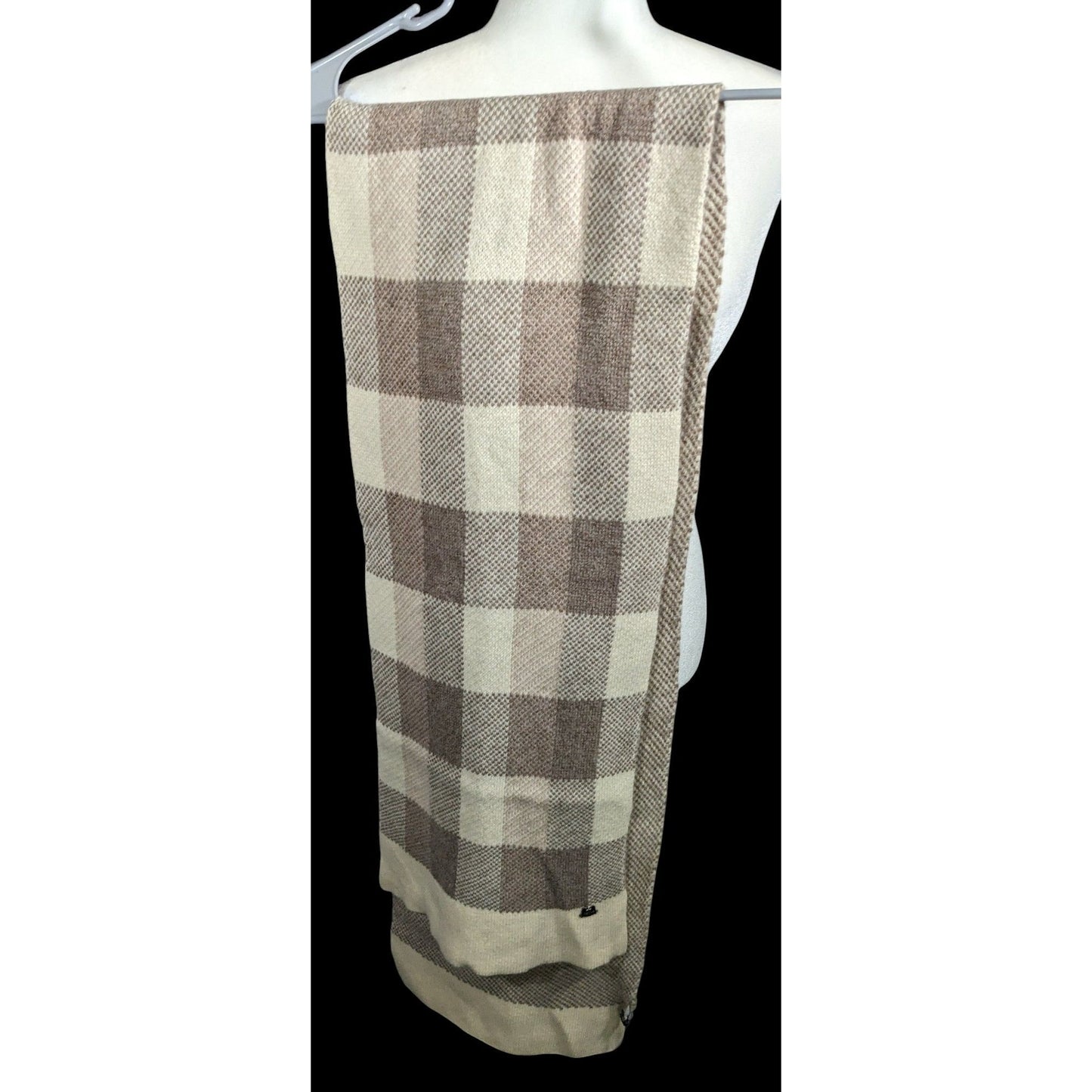 Mimi-Mua Firenze Cream And Tan Plaid Scarf