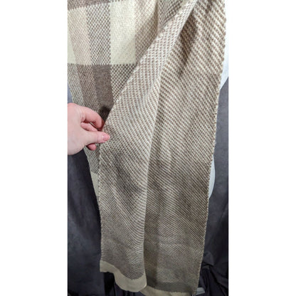 Mimi-Mua Firenze Cream And Tan Plaid Scarf